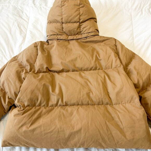 Banana Republic Alps Oversized Camel Hooded Puffer Jacket XL Down-Fill Coat - Picture 5 of 11